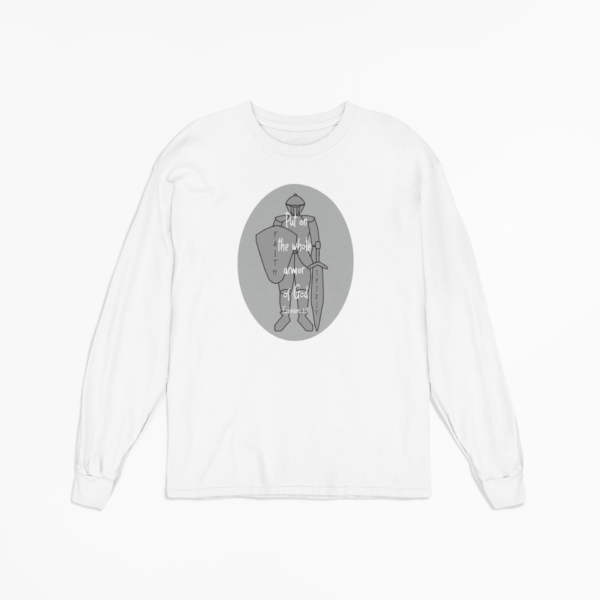 Armor of God kid's long sleeve t-shirt white