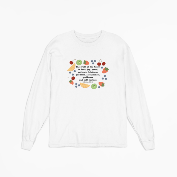 Fruit of the Spirit kid's long sleeve t-shirt white