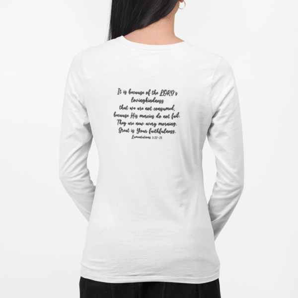 Great is Your Faithfulness Back Print Women's Long Sleeve T-Shirt - Image 5