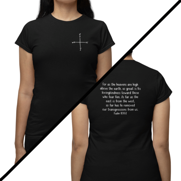 east to west back print women's t-shirt black