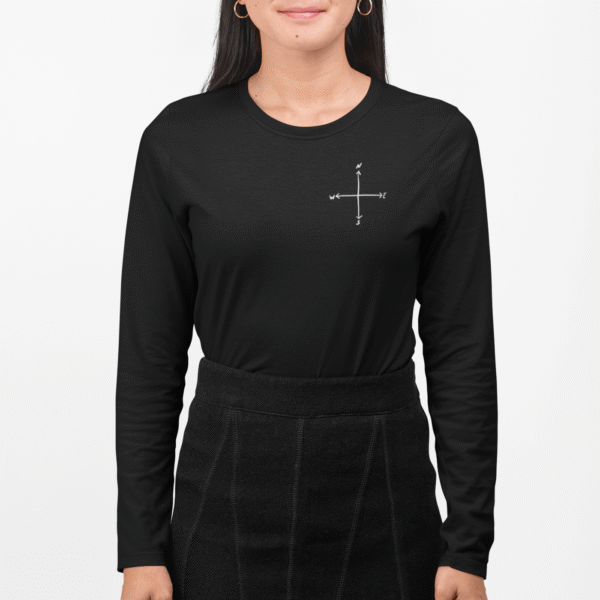 East to West Back Print Women's Long Sleeve T-Shirt - Image 2